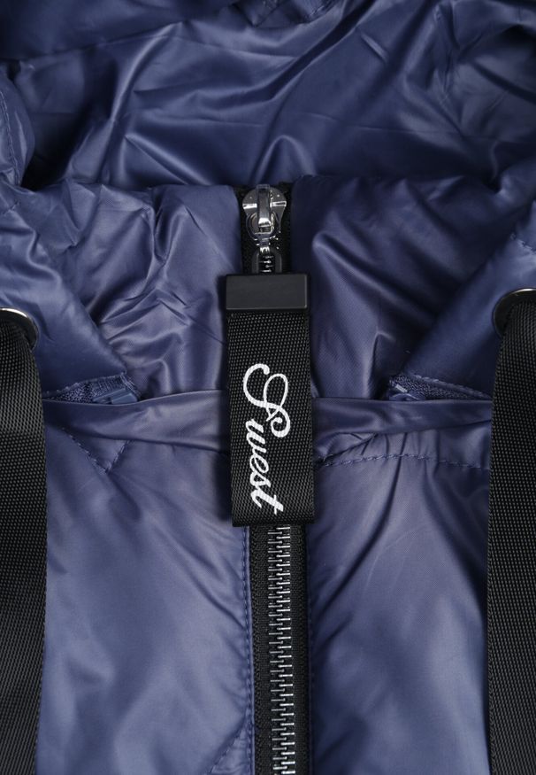 Born2be - Niebieska Pikowana Kurtka Ozdobiona Pikowaniem z Odpinanym Kapturem Falerosa. Okazja: na co dzień, na spacer. Kolekcja: plus size. Kolor: niebieski. Materiał: jeans. Wzór: aplikacja. Styl: casual