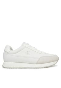 Calvin Klein Jeans Sneakersy Retro Runner Low Laceup Canvas YW0YW01888 Biały. Kolor: biały. Materiał: materiał