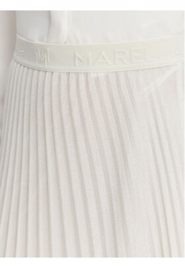 Marella Spódnica plisowana Gabbia 2613101085 Écru Regular Fit. Kolor: kremowy. Materiał: syntetyk