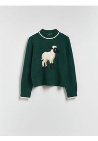 Reserved - Sweter z domieszką wełny - zielony. Kolor: zielony. Materiał: wełna