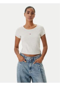 Calvin Klein Jeans T-Shirt LV047C200G Beżowy Slim Fit. Kolor: beżowy. Materiał: bawełna #1