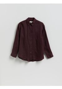 Reserved - Lniana koszula - mahoniowy. Kolor: brązowy. Materiał: len #1