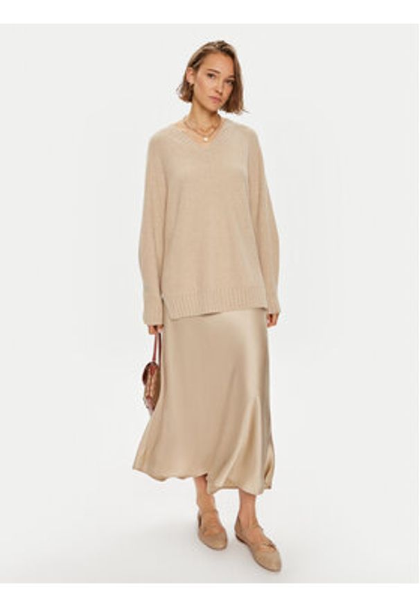 Weekend Max Mara Sweter 2425366132 Beżowy Regular Fit. Kolor: beżowy. Materiał: wełna