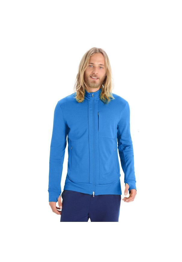 Bluza turystyczna rozpinana męska Icebreaker Quantum III LS Zip. Kolor: niebieski. Materiał: wełna. Sport: turystyka piesza