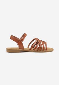 Renee - Brązowe Sandały z Geometryczną Cholewką Natirose. Zapięcie: sprzączka. Kolor: brązowy. Materiał: jeans. Wzór: geometria. Sezon: lato #5
