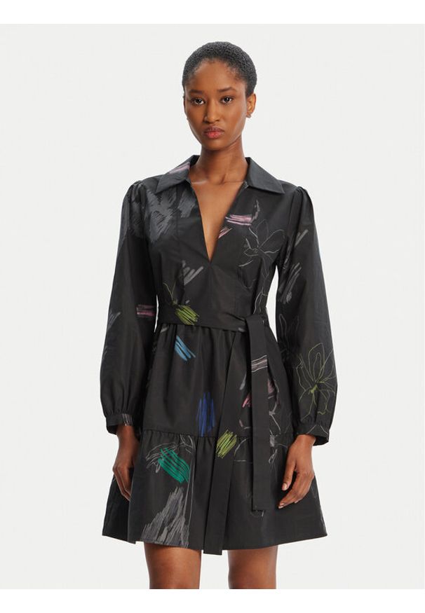 Desigual Sukienka codzienna Pisos 25WWVW06 Czarny Regular Fit. Okazja: na co dzień. Kolor: czarny. Materiał: bawełna. Typ sukienki: proste. Styl: casual