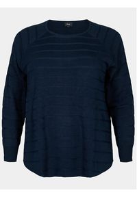 Zizzi Sweter M61198A Granatowy Regular Fit. Kolor: niebieski. Materiał: syntetyk