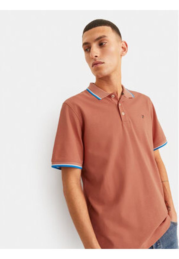 Jack & Jones - Jack&Jones Polo Bluwin 12169064 Pomarańczowy Regular Fit. Typ kołnierza: polo. Kolor: pomarańczowy. Materiał: bawełna, syntetyk