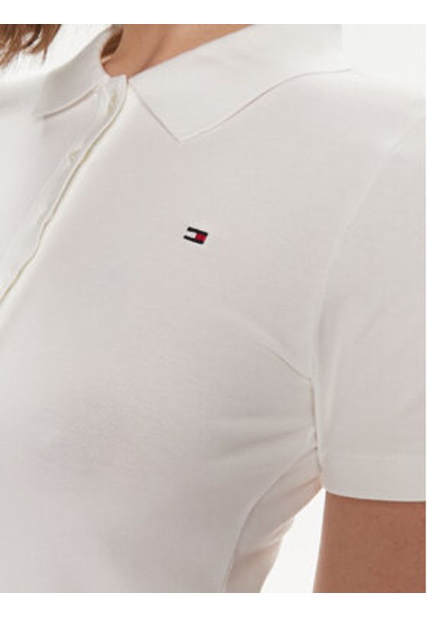 TOMMY HILFIGER - Tommy Hilfiger Sukienka codzienna 1985 WW0WW37853 Écru Slim Fit. Okazja: na co dzień. Materiał: bawełna. Typ sukienki: proste. Styl: casual