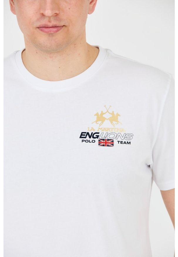 La Martina - LA MARTINA Biały męski t-shirt Jersey, Rozmiar M. Kolor: biały. Materiał: jersey