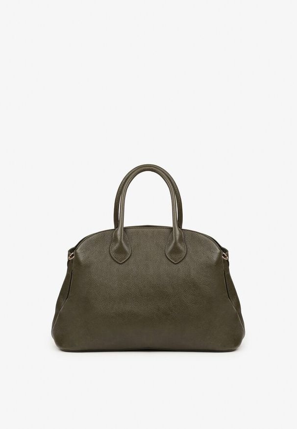 Born2be - Ciemnobeżowa Trzykomorowa Torebka Shopper z Dwoma Rączkami i Paskiem Arivire. Kolor: beżowy. Styl: casual, elegancki. Rodzaj torebki: na ramię