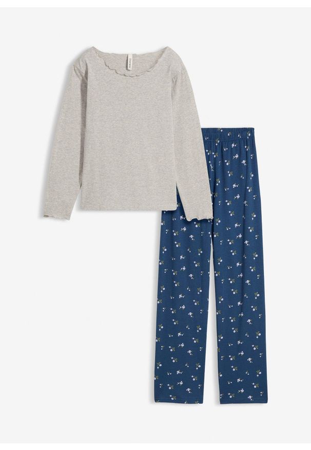 bonprix - Piżama z miękkiej bawełny. Kolor: szary. Materiał: bawełna