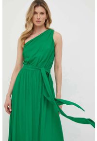 Pinko sukienka kolor zielony maxi rozkloszowana. Kolor: zielony. Materiał: tkanina. Typ sukienki: rozkloszowane. Długość: maxi #3