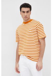 Liu Jo t-shirt bawełniany kolor pomarańczowy wzorzysty. Kolor: pomarańczowy. Materiał: bawełna