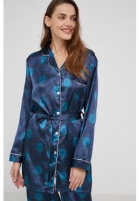 Answear Lab piżama damska kolor granatowy satynowa. Kolor: niebieski. Materiał: satyna. Długość: długie