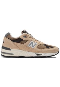 Buty męskie New Balance M991CGB – beżowe. Kolor: beżowy. Materiał: materiał, syntetyk, skóra, guma. Szerokość cholewki: normalna