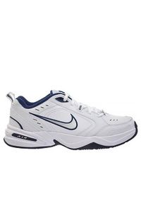 Buty do chodzenia męskie Nike Air Monarch IV. Zapięcie: sznurówki. Kolor: biały, wielokolorowy. Materiał: skóra, syntetyk, tkanina, materiał. Szerokość cholewki: normalna. Sport: turystyka piesza