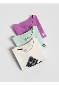 Reserved - Bawełniany t-shirt 3 pack - złamana biel. Materiał: bawełna #1