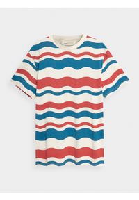 outhorn - T-shirt oversize z nadrukiem męski Outhorn - czerwony. Okazja: na co dzień. Kolor: czerwony. Materiał: bawełna, dzianina. Długość rękawa: krótki rękaw. Długość: krótkie. Wzór: nadruk. Styl: casual