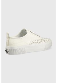 Calvin Klein Jeans tenisówki męskie kolor biały. Nosek buta: okrągły. Zapięcie: sznurówki. Kolor: biały. Materiał: materiał, włókno, guma