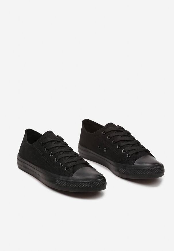 Born2be - Czarne Płaskie Niskie Trampki ze Sznurowaniem Movemia. Okazja: na co dzień. Zapięcie: sznurówki. Kolor: czarny. Materiał: jeans. Obcas: na płaskiej podeszwie. Styl: elegancki, casual, klasyczny