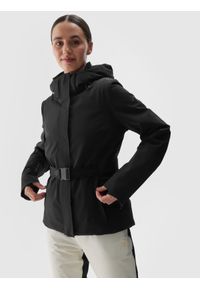 4f - 4F Kurtka narciarska membrana Dermizax 20000 damska - czarna M. Typ kołnierza: kaptur. Kolor: czarny. Materiał: materiał, tkanina, dzianina. Długość: długie. Wzór: aplikacja. Sezon: zima. Styl: klasyczny #1