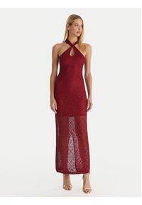 Guess Sukienka dzianinowa W5YK48 Z37G0 Bordowy Slim Fit. Kolor: czerwony. Materiał: syntetyk #4