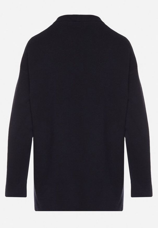 Born2be - Granatowy Niezapinany Kardigan z Dodatkiem Kaszmiru z Kieszeniami Zaima. Okazja: do pracy, na spotkanie biznesowe, na co dzień, na randkę. Kolor: niebieski. Materiał: kaszmir. Styl: casual, elegancki, biznesowy