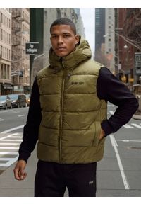 Sinsay - Pikowana kamizelka puffer z kapturem - zielony. Typ kołnierza: kaptur. Kolor: zielony