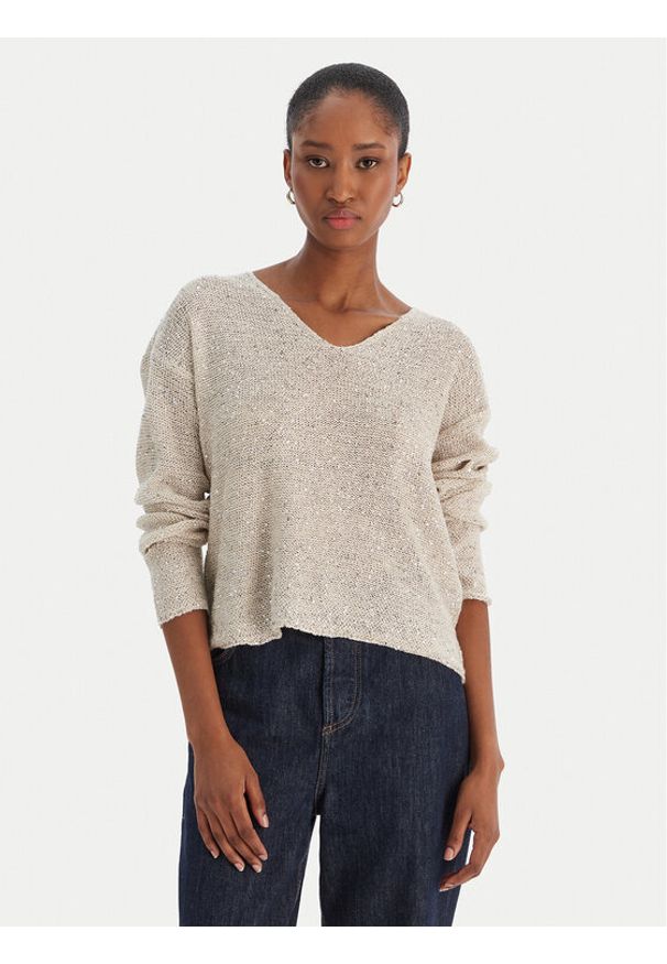 Vero Moda Bluzka Leilani 10318223 Beżowy Loose Fit. Kolor: beżowy. Materiał: syntetyk