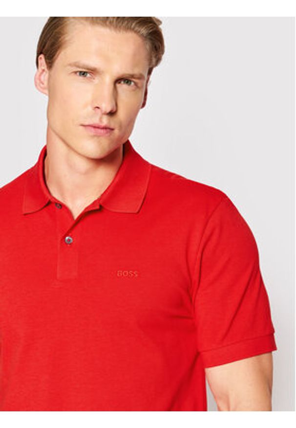 BOSS - Boss Polo Pallas 50468362 Czerwony Regular Fit. Typ kołnierza: polo. Kolor: czerwony. Materiał: bawełna