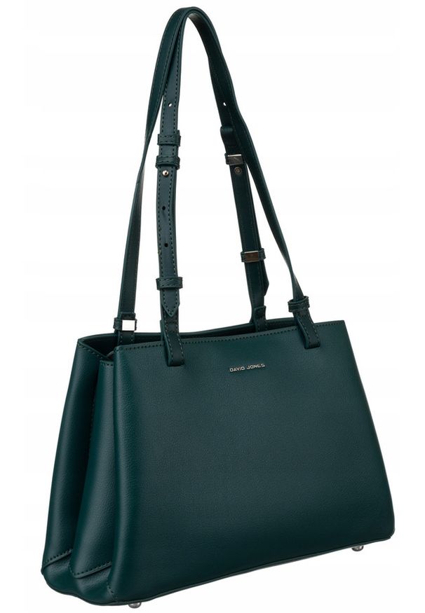 DAVID JONES - Tote bag David Jones CM6533 c. zielony. Kolor: zielony. Wzór: gładki. Materiał: skórzane