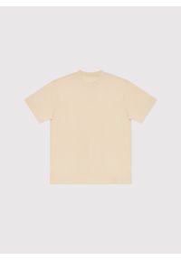 Pako Lorente - PAKO LORENTE – Beżowy t-shirt oversize. Okazja: na co dzień. Kolor: zielony, beżowy, oliwkowy. Materiał: bawełna. Styl: casual