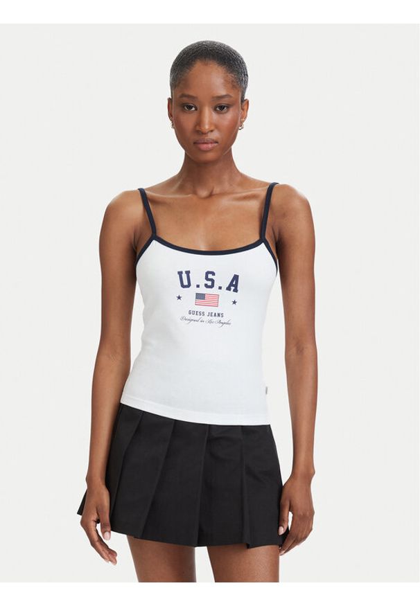 Guess Jeans - Guess T-Shirt 183097 Biały Classic Fit. Kolor: biały. Materiał: bawełna