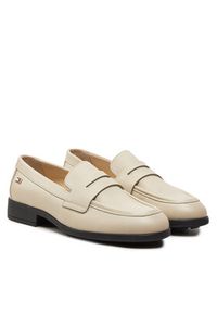 TOMMY HILFIGER - Tommy Hilfiger Lordsy Flag Leather Classic Loafer FW0FW08030 Beżowy. Kolor: beżowy. Materiał: skóra #4