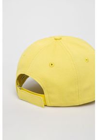 Calvin Klein - Czapka. Kolor: żółty. Materiał: tkanina, bawełna. Wzór: gładki #4