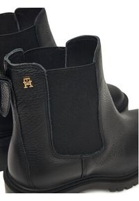 TOMMY HILFIGER - Tommy Hilfiger Botki Th Leather Chelsea Cleated Heel FW0FW08774 Czarny. Kolor: czarny. Materiał: skóra #2