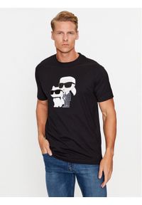 Karl Lagerfeld - KARL LAGERFELD T-Shirt 755061 534241 Czarny Regular Fit. Typ kołnierza: dekolt w karo. Kolor: czarny. Materiał: bawełna