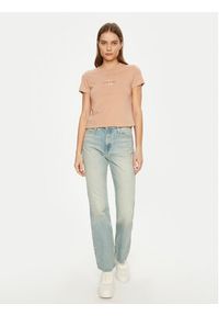 Calvin Klein Jeans T-Shirt Monologo J20J223563 Różowy Slim Fit. Kolor: różowy. Materiał: bawełna #4