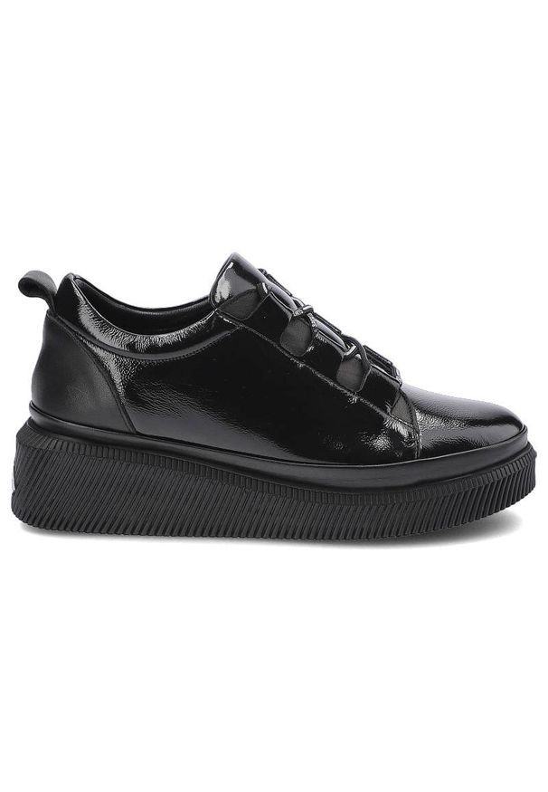 Czarne Półbuty Ravini Damskie Eleganckie Buty. Okazja: do pracy, na spotkanie biznesowe. Zapięcie: sznurówki. Kolor: czarny. Materiał: skóra, lakier. Szerokość cholewki: normalna. Wzór: aplikacja. Obcas: na koturnie. Styl: elegancki