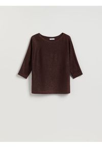 Reserved - Sweter z metalizowaną nitką - brązowy. Kolor: brązowy. Materiał: wiskoza