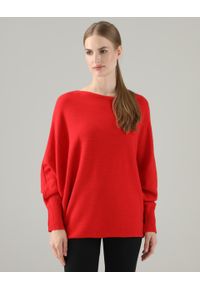 Unisono - GŁADKI SWETER 19-18T01 ROSSO. Materiał: poliester, poliamid, wiskoza. Wzór: gładki