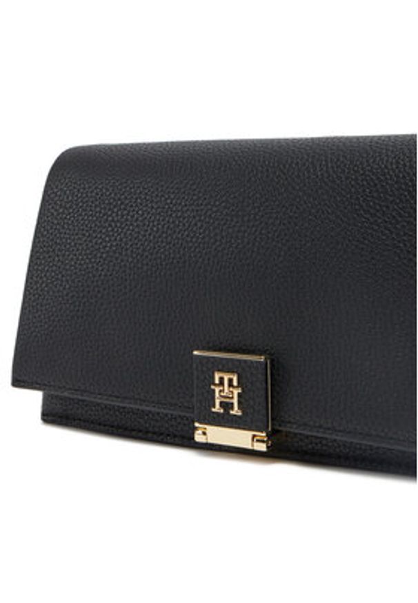 TOMMY HILFIGER - Tommy Hilfiger Torebka Th Her Flap W/Chain AW0AW17403 Czarny. Kolor: czarny. Materiał: skórzane