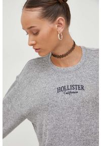 Hollister Co. longsleeve damski kolor szary. Kolor: szary. Długość rękawa: długi rękaw. Długość: długie. Styl: klasyczny #2