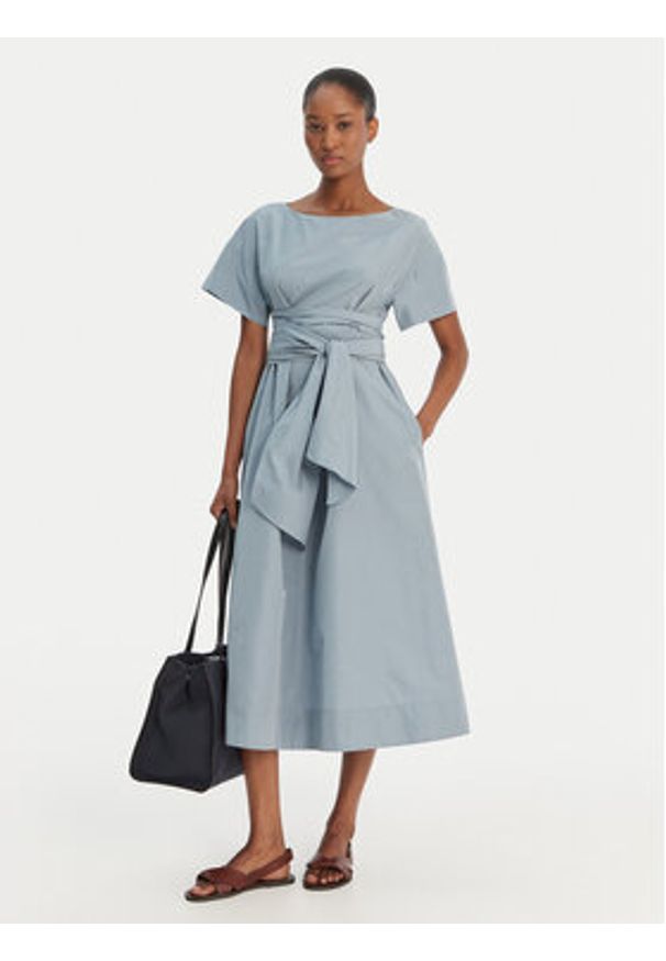 Weekend Max Mara Sukienka codzienna Pioppo 2615221152 Błękitny Regular Fit. Okazja: na co dzień. Kolor: niebieski. Materiał: syntetyk, bawełna. Typ sukienki: proste. Styl: casual