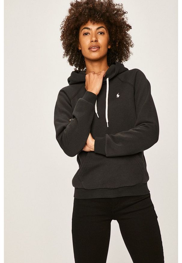 Polo Ralph Lauren - Bluza. Okazja: na co dzień. Typ kołnierza: polo. Kolor: czarny. Materiał: dzianina. Długość rękawa: raglanowy rękaw. Styl: casual