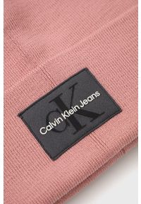 Calvin Klein Jeans czapka z domieszką wełny K60K609803.9BYY kolor różowy z domieszką wełny. Kolor: różowy. Materiał: wełna #2