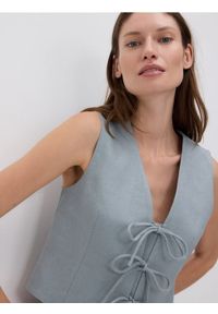 Reserved - Lniana kamizelka - granatowy. Kolor: niebieski. Materiał: len #1