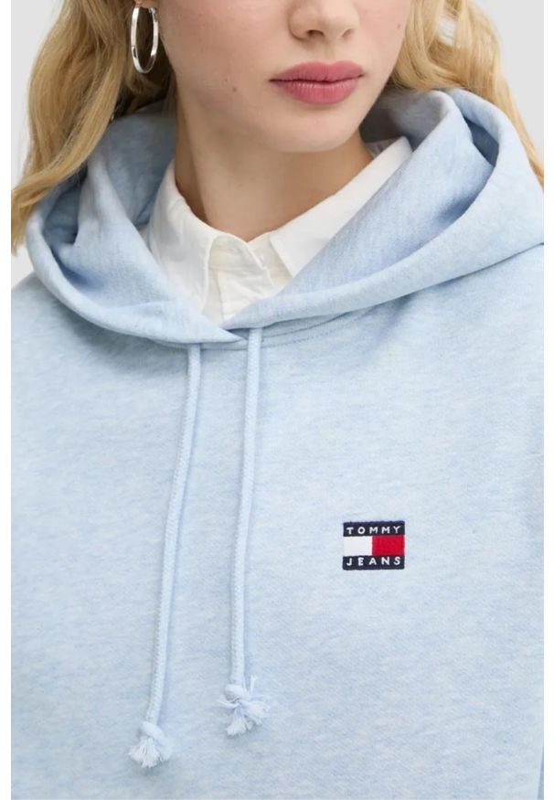 Tommy Jeans - TOMMY JEANS Błękitna damska bluza z kapturem, Rozmiar S. Typ kołnierza: kaptur. Kolor: niebieski