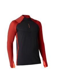 KIPSTA - Bluza piłkarska dla dorosłych Kipsta TRAXIUM z krótkim suwakiem. Kolor: wielokolorowy, czarny, czerwony. Materiał: materiał. Długość: krótkie. Sport: piłka nożna #1